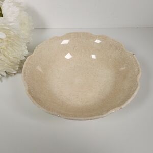 Antique / VTG Heavily Crazed Stained Ironstone Scalloped Serving Bowl 8.5"